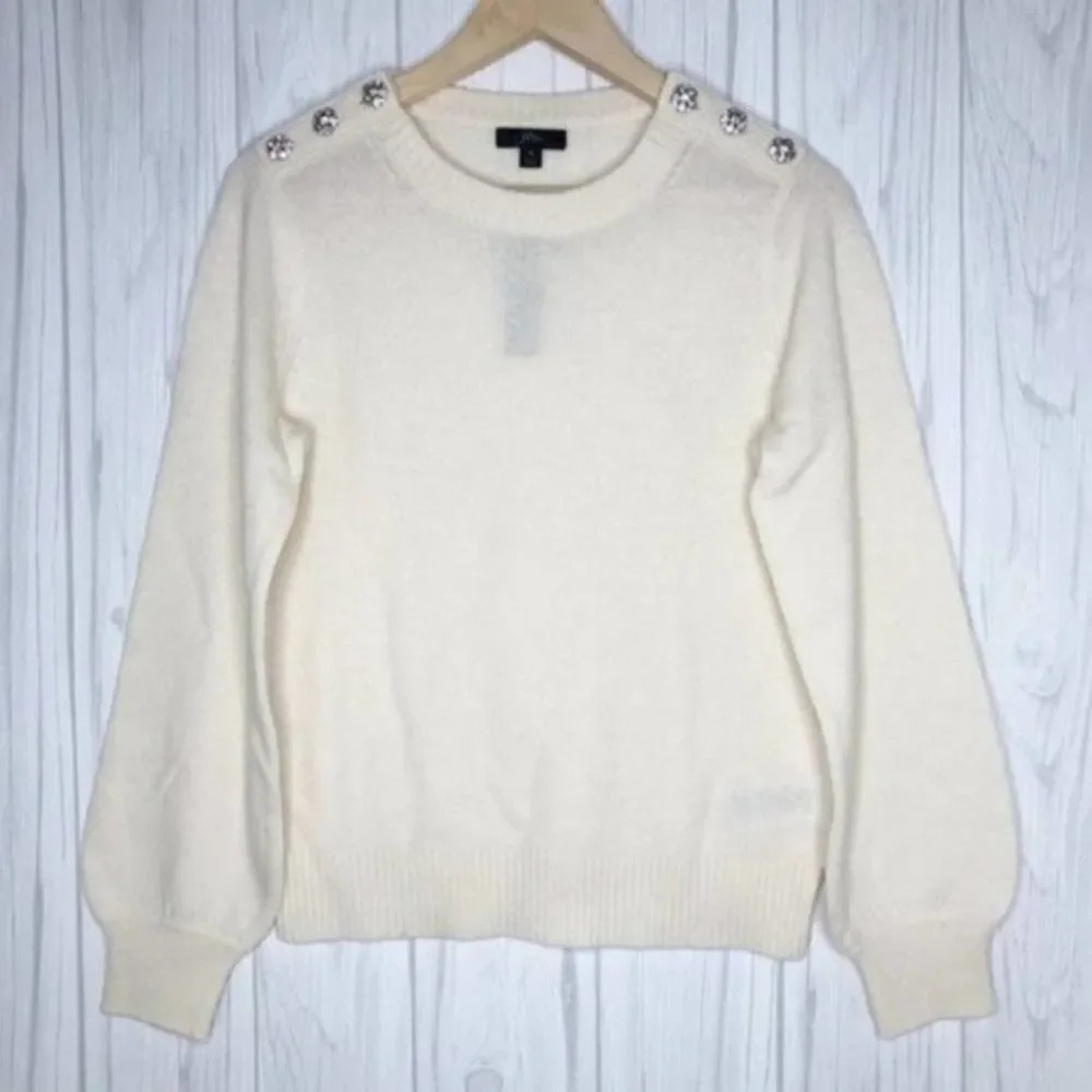 J. CREW Crewneck Sweater with Jeweled Buttons